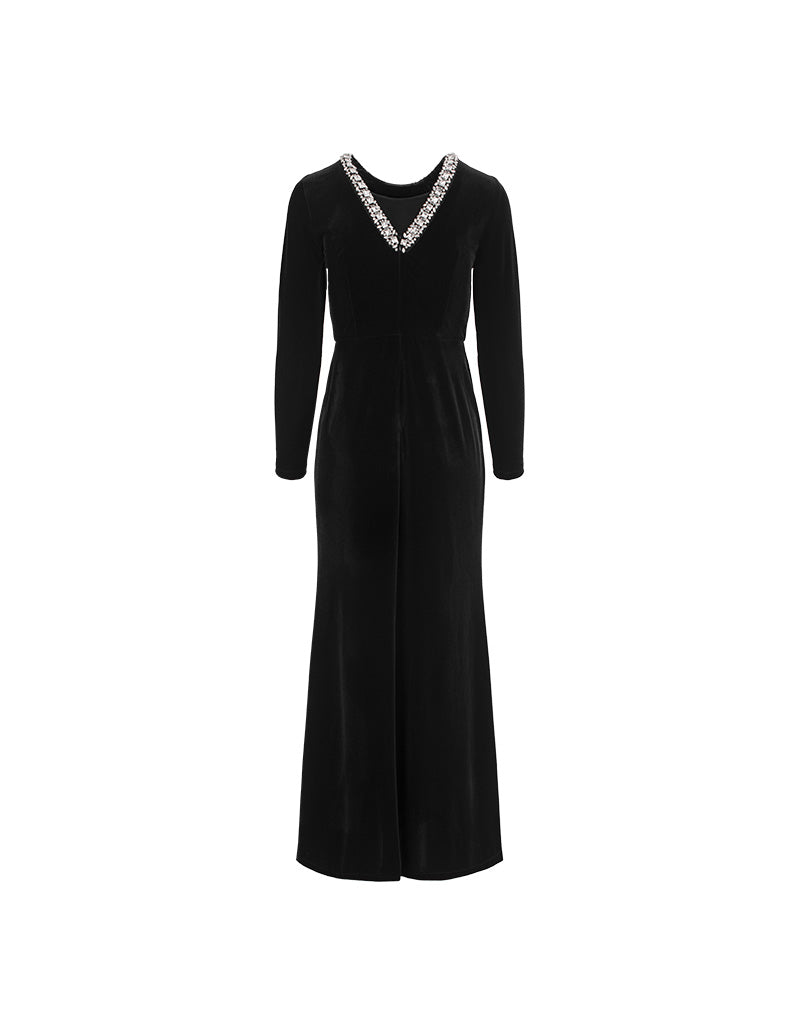 MARYLING Black V‑Neck Evening Dresses