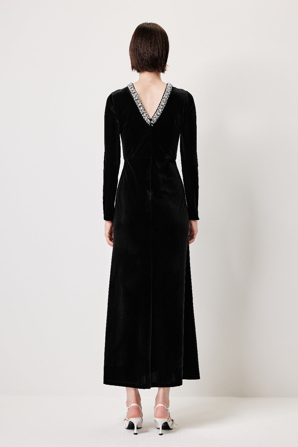 MARYLING Black V‑Neck Evening Dresses