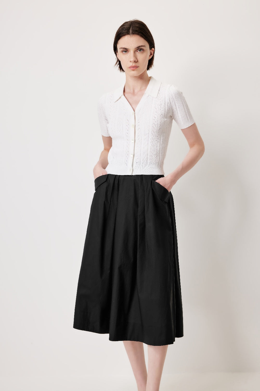 MARYLING 블랙 심플 A라인 스커트