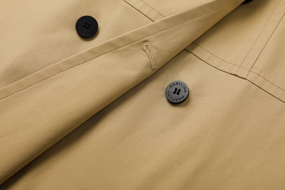 MARYLING 빈티지풍 카키 코트, 허리 벨트 포함